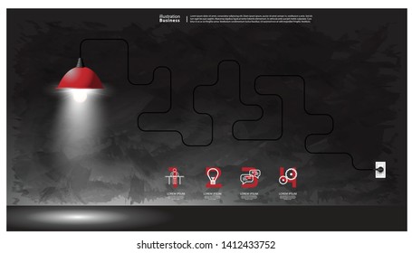 Lamp light representing creativity Idea and Concept  -  infographic template.
