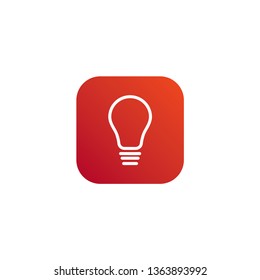 Lamp lightbulb icon with orange and red background 