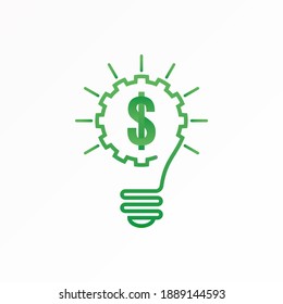 Lamp Or Lighting With Dollar Image Graphic Icon Logo Design Abstract Concept Vector Stock. Can Be Used As A Symbol Related To Money Management Or Smart