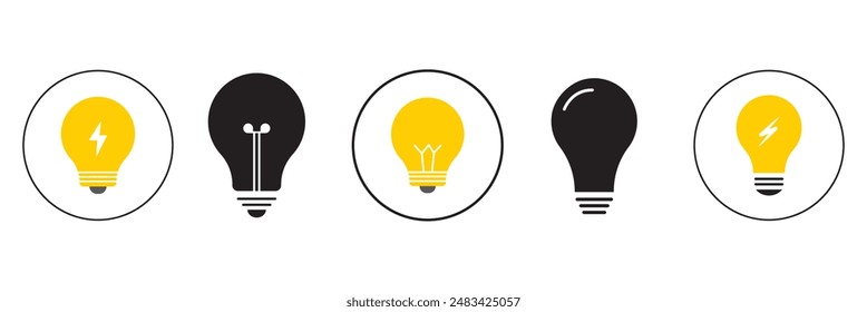 Lamp with lightning icon vector. Light bulb and thunderbolt sign symbol silhouette. Fast or quick idea lamp icon flat