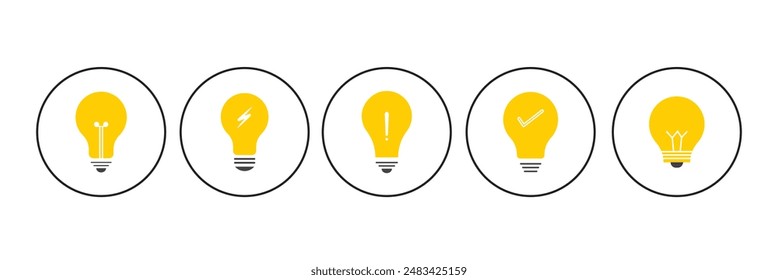 Lamp with lightning icon vector. Light bulb and thunderbolt sign symbol silhouette. Fast or quick idea lamp icon flat