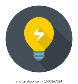 Lamp with Lightning Symbol Flat Icon Vector