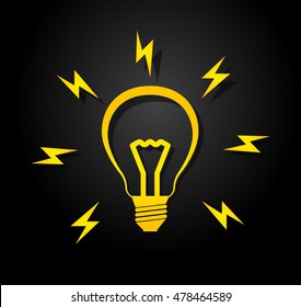 Lamp with lightning vector icon