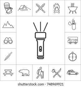lamp. line camping icon set on white background