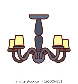 lamp line and fill style icon design, Home room decoration interior living building apartment and residential theme Vector illustration