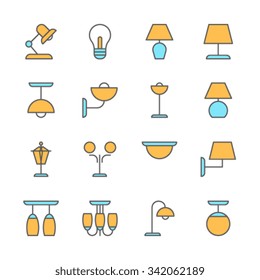 Lamp line flat Icon Set