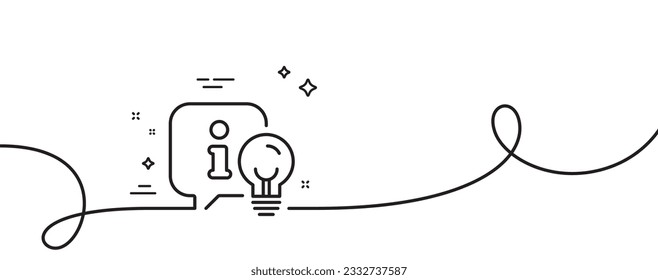 Lamp line icon. Continuous one line with curl. Idea light bulb sign. Interior illuminate symbol. Lamp single outline ribbon. Loop curve pattern. Vector