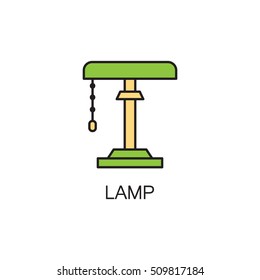 Lamp line icon. High quality pictogram of lamp for home's interior. Outline vector symbol for design website or mobile app. Thin line sign of lamp for logo, visit card, etc.