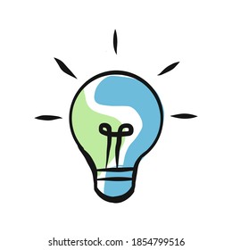 Lamp line icon Idea lamp icon Flat style - stock vector logo