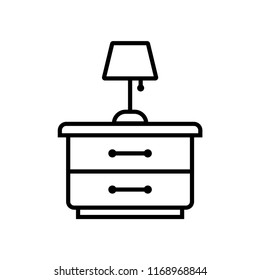 Lamp line icon isolated on white background. Outline thin black electric bright vector.