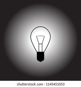Lamp  line icon  on black background. Vector illustration.