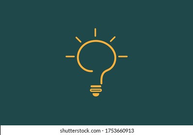 Lamp line icon on green bord background. 