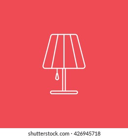 Lamp Line Icon On Red Background