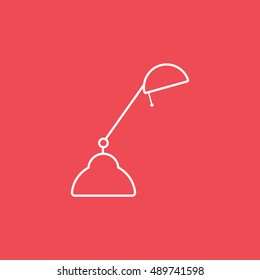 Lamp Line Icon On Red Background