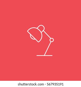 Lamp Line Icon On Red Background