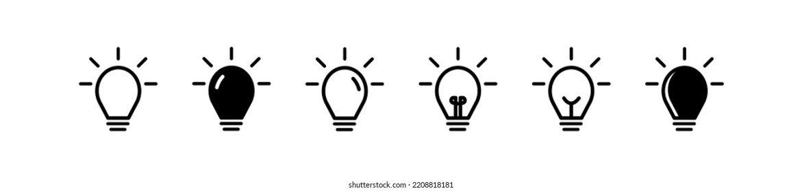 Conjunto de iconos de la línea de la lámpara. Colección de iconos de la lámpara Idea. Estilo plano - vector de stock.	