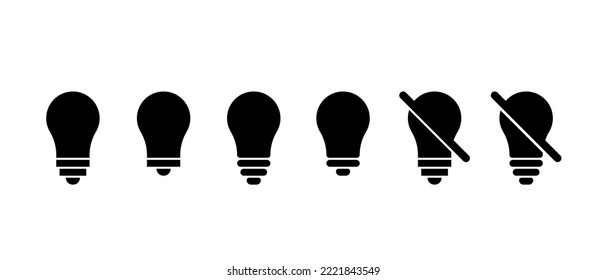 Lamp line icon set. Idea lamp icon collection. Flat style - stock vector.