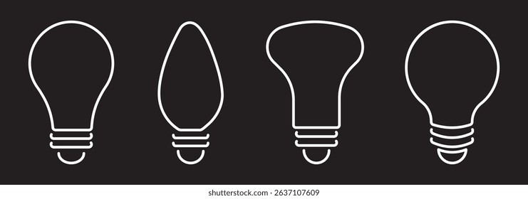 Lamp line icon set. Idea lamp icon collection. Flat style - stock vector. EPS 10.