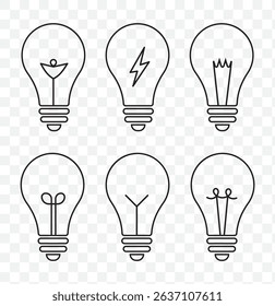 Lamp line icon set. Idea lamp icon collection. Flat style - stock vector. EPS 10.