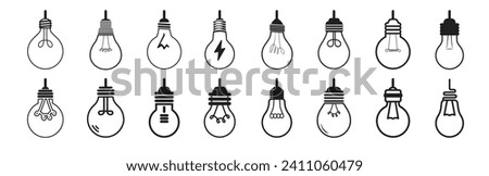 Lamp line icon set. Idea lamp icon collection. Light illustration sign collection