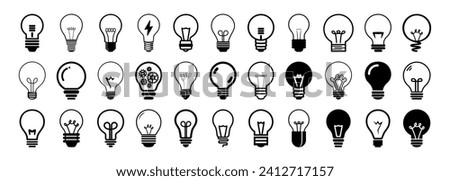 Lamp line icon set. Idea lamp icon collection. Light illustration sign collection