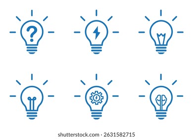 Conjunto de iconos de línea de lámpara. Icono de bombilla Vector. Símbolo de idea de stock editable. Iconos de lámparas lineales negras con diferentes tipos de diseño conjunto de iconos de Vector.