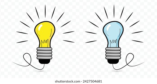 Lamp line icon set vector PNG