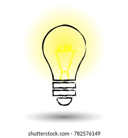 Lamp line icon vector isolated on white background. The decision, idea, thought, concept. The light bulb in grunge style. Vector EPS 10.