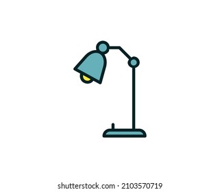 Icono de la línea de la lámpara. Símbolo vectorial en estilo plano y a la moda sobre fondo blanco. Canto de Office para diseño.