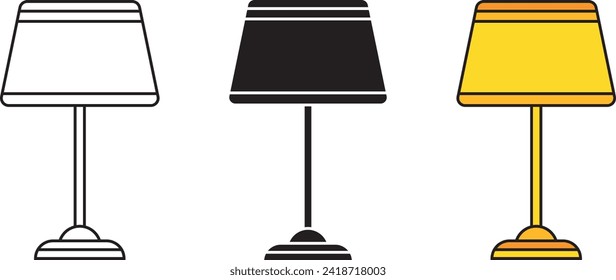 Colección de conjunto de iconos de lámpara alineada, aislada y coloreada. Diseño moderno de lámparas para una elegante iluminación residencial. Ilustración del vector