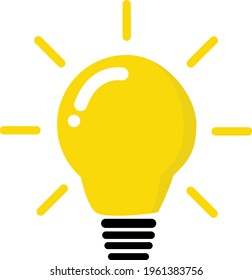 The lamp is lit with yellow light and  isolated on white background.
Vector illustration for icons, logos, symbols, buttons, emoticons, stickers