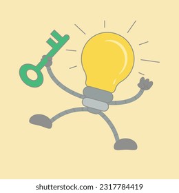 lamp and lock illustration vector cartoon depicting solution idea