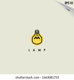 Lamp Logo Design Isolated In Light. Lamp Logo Template. Modern Design. Flat Logo. Vector Illustration