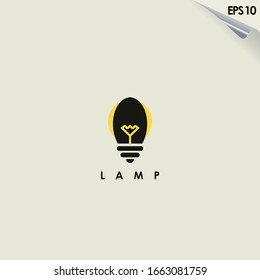 Lamp Logo Design Isolated In Light. Lamp Logo Template. Modern Design. Flat Logo. Vector Illustration