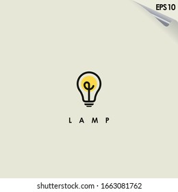 Lamp Logo Design Isolated In Light. Lamp Logo Template. Modern Design. Flat Logo. Vector Illustration