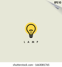 Lamp Logo Design Isolated In Light. Lamp Logo Template. Modern Design. Flat Logo. Vector Illustration