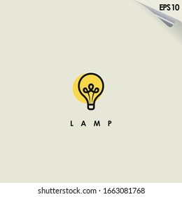 Lamp Logo Design Isolated In Light. Lamp Logo Template. Modern Design. Flat Logo. Vector Illustration