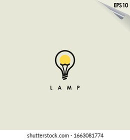 Lamp Logo Design Isolated In Light. Lamp Logo Template. Modern Design. Flat Logo. Vector Illustration