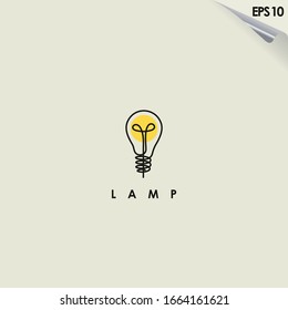 Lamp Logo Design Isolated In Light. Lamp Logo Template. Modern Design. Flat Logo. Vector Illustration