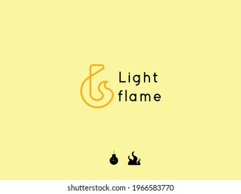 lamp logo design, minimalist fire logo design, monogram, logo outline