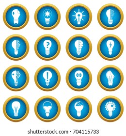 Lamp logo icons blue circle set isolated on white for digital marketing