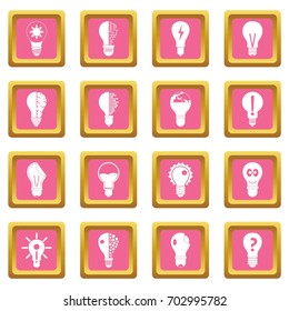 Lamp logo icons set in pink color isolated vector illustration for web and any design