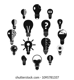 Lamp logo icons set yellow. Simple illustration of 16 lamp yellow vector icons for web