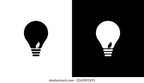 Bombilla de luz del logotipo de la lámpara con ideas de inspiración de hoja estilo de ilustración de icono Diseños plantillas