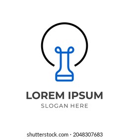 plantilla de logotipo de lámpara con estilo de color negro y azul de línea