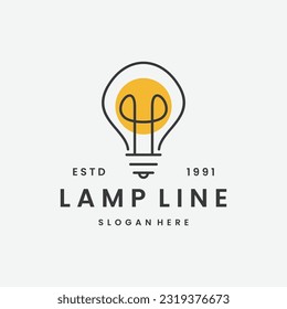 Lamp logo vector icon illustration hipster vintage retro .