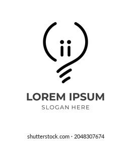 lamp logo vector with line black style