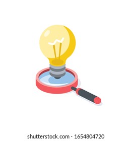 Lamp Magnifier Search. Vector 3d isometric, color web icon, new flat style. Creative illustration design, graphic idea for infographics.