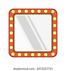 lamp makeup mirror frame cartoon. banner dressing, room artist, retro bright lamp makeup mirror frame sign. isolated symbol vector illustration