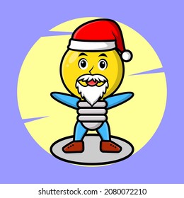 Lamp mascot cartoon character as santa claus cartoon character christmas for t-shirt, sticker, logo element